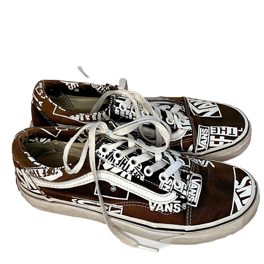 Vans Old Skool MONO CANVAS Logo Mix Brown Sneakers Men Sz. 5 Women Sz 6.5 Goth